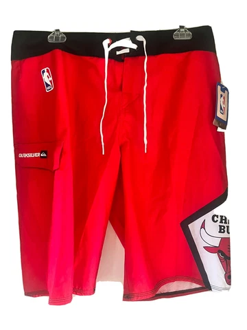 New - Mens SIZE 32 NBA Quicksilver Red Chicago Bulls Board Shorts Swim Trunks Cover
