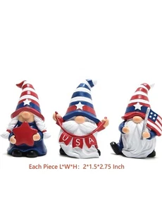 Hodao 4th of July Gnomes Patriotic Gnome Resin Handmade - Picture 1 of 2