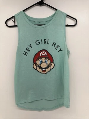 Super Mario Hey Girl Hey Women's Ocean Wave Green Tank Top Shirt Medium M - Image 1 of 4