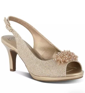 New! NIB Karen Scott Breena Slingback Peep-Toe Pump Soft Gold 7.5 - Picture 1 of 6