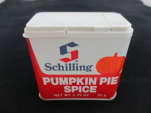 Spizia per torta di zucca scellino 1977 vintage 1,25 oz. Spezie in latta forma HALLOWEEN - Foto 1 di 6