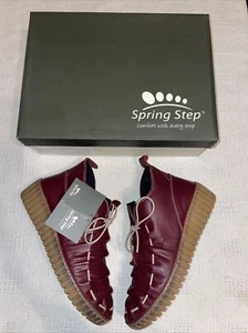 Spring Step Comfort Wedge Womens Size 37 U.S. 6 M Burgundy Leather Going Out - Picture 1 of 12