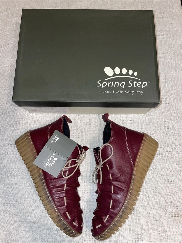 Spring Step Comfort Wedge Womens Size 37 U.S. 6 M Burgundy Leather Going Out - Image 1 of 4