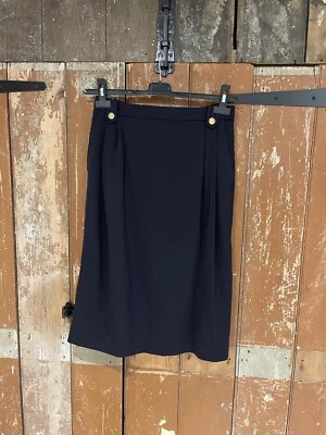 Jaeger Skirt Vintage Navy Blue Women’s Pure New Wool Made In Great Britain - Image 1 of 4