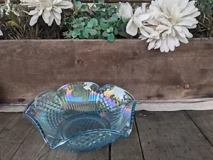 Vintage Imperial Lenox Iridescent Horizon Blue Carnival “Starfire” Bowl - Picture 1 of 7