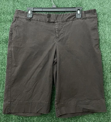 Pantalones Cortos Chinos Para Mujer MOSSIMO Elásticos Talla 12 Marrón Oscuro Bolsillos Botón Foto 1 de 4