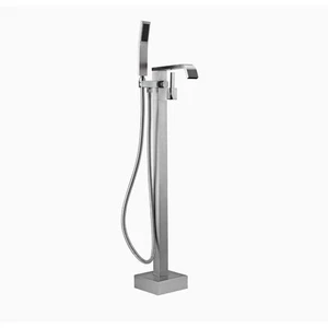 Bathtub Faucet Tub Filler Floor Mount, Brass w/Brushed Nickel Finish By BAGNOLUX - Picture 1 of 15