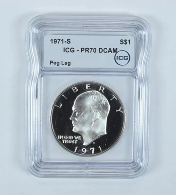 1971-S Eisenhower $1 Peg Leg PR70 DCAM ICG *5971 - Image 1 of 4