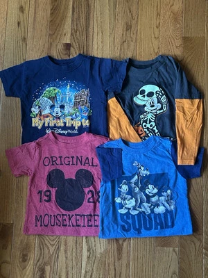 Lote de 4 Camisas Disney Niños Talla 4T 4 XS Mickey Goofy Manga Corta y Larga Foto 1 de 4