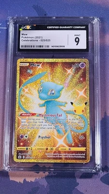 Pokemon TCG Mew 25/25 Celebrations 2021 Gold Full Art CGC 9 - Image 1 of 2