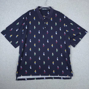 Vintage Ralph Lauren Poloshirt Herren 2XL Blau Golf Bär Kurzarm 90er Preppy - Bild 1 von 10