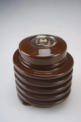 Antique Porcelain Tobacco Humidor Brown Screw Shape MCM Mid Century Style - Bild 1 von 4