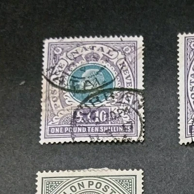 SUDÁFRICA / NATAL 1902 £1.1 SG 143 Sc usado con pliegue Foto 1 de 2