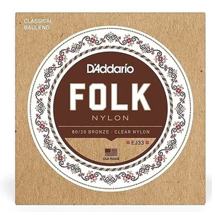 Cuerdas de guitarra de nailon folclórico D'Addario EJ33 extremo de bola 80/20 bronce/nailon transparente... - Imagen 1 de 1