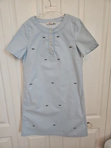 Vineyard Vines Embroidered Logo Whale Girls Dress Size 12 Chambrey Lined - Picture 1 of 10