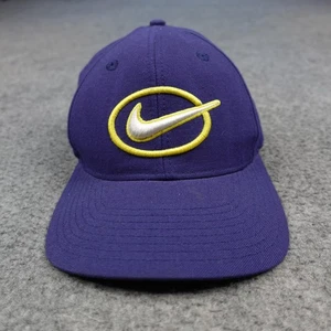 Vintage Nike Hat Cap Snap Back Blue Yellow Oval Swoosh Logo Embroidered Wool 90s - Picture 1 of 10