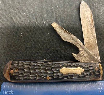 Colonial USA Jack Knife, Kinney Shoes Advertisement, Jig Black Composite Handles - Image 1 of 4