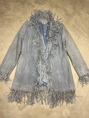 Abrigo Vintage Wilson’s Cuero Máxima Flecos Azul Talla L Foto 1 de 3