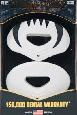 Nuevo paquete de 2 protectores labiales sólidos y colmillos Soldier Sports blanco Foto 1 de 4