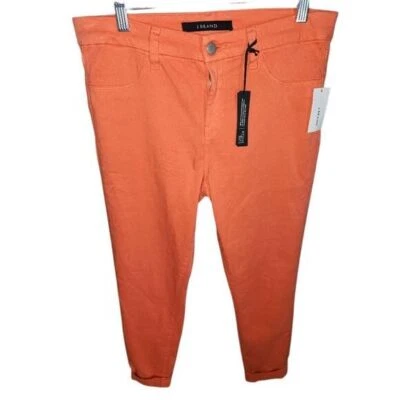 J Brand Luxe Sateen Orange Mid-Rise Skinny Crop Pants NWT - Image 1 of 4