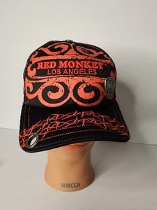 Red Monkey Men's Black Trucker Snapback Hat , Cap Pendergrass Los Angeles LA - Picture 1 of 10