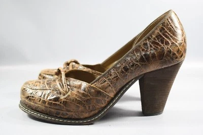 Bomba de couro de jacaré Anthropologie Schuler and Sons vintage estampada tamanho. 9 - Imagem 1 de 4