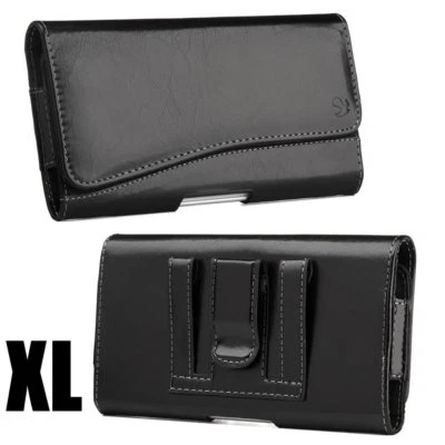 For Samsung Galaxy Note 8 -Black Leather Belt Clip Horizontal Pouch Holster Case - Image 1 of 4