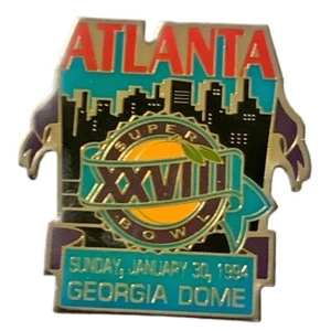 Vintage NFL Super Bowl XXVIII Bills Cowboys Atlanta Georgia Dome Souvenir Pin - Bild 1 von 2