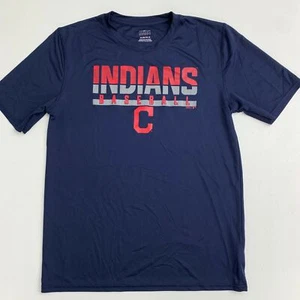 MLB Athletic Cleveland Indians Baseball T-Shirt Youth Boys XL Blue Short Sleeve - Picture 1 of 8
