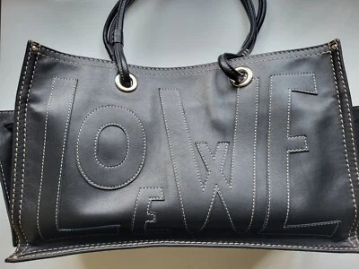 Loewe Anagram Love Logo Leather Shopper Tote Black Medium 35cm - Image 1 of 4