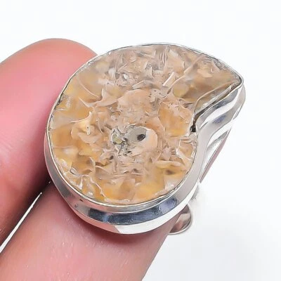 Ammonite Gemstone Adjustable Ring Handmade Unique Christmas Gift Jewelry FR 1429 - Изображение 1 из 4