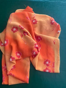 Orange Crape With Flowers Two Pieces 48 Inches Wide 3 Yards And 2 Yards 5 Yards - Picture 1 of 2