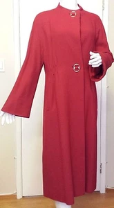 Vintage, L.C. Mae California, Red, Rayon, Full Length, Coatdress, (Size Medium) - Picture 1 of 12