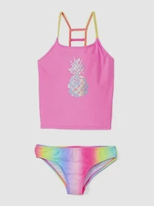 Freestyle Revolution Girls Metallic Pineapple Tankini Swimsuit, pink, Size: 10 - Picture 1 of 2