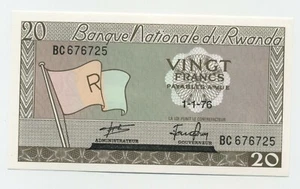Rwanda 20 Francs 1-1-1976 Pick 6.e UNC Uncirculated Banknote - Picture 1 of 2