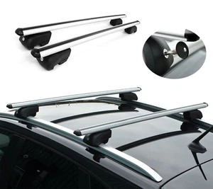 Cross Bars For Roof Rails To Fit Mitsubishi ASX (2010 75KG Lockable - Picture 1 of 6