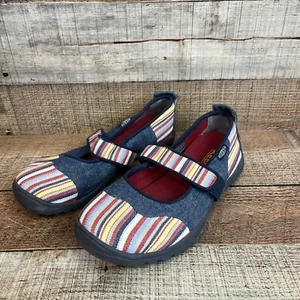 Keen Harvest Women's Size 6 Multi Color Striped Shoes Denim Mary Jane 1010229 - Picture 1 of 11