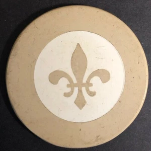 Vintage Ton Intarsien Fleur-de-lis Gaming / Poker Chip -- Seymour FLA - Bild 1 von 3