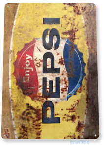 Tin Sign Pepsi Rusty Retro Metal DÃ©cor Wall Art Soda Store Shop A564