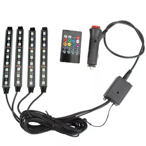 Tira de luz LED RGB para coche accesorios interiores lámpara atmósfera control remoto - Imagen 1 de 10
