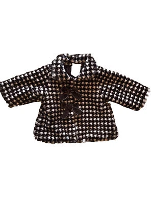 Chaqueta de felpa Nannette bebé niña pata de gallo lazos cremallera completa 12 meses Foto 1 de 4