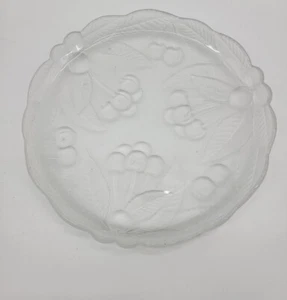 Vintage Cherry Embellished Frosted Glass Serving Tray*** - Picture 1 of 8