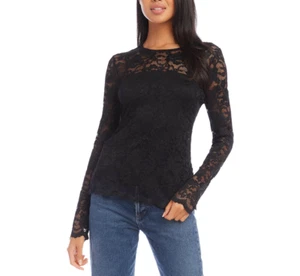Karen Kane Floral Lace Top 4C 1134 - Picture 1 of 6