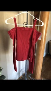 Girl's Youth Abercrombie Kids Off The Shoulder Red Top Size 13/14 NEW NWT - Picture 1 of 4