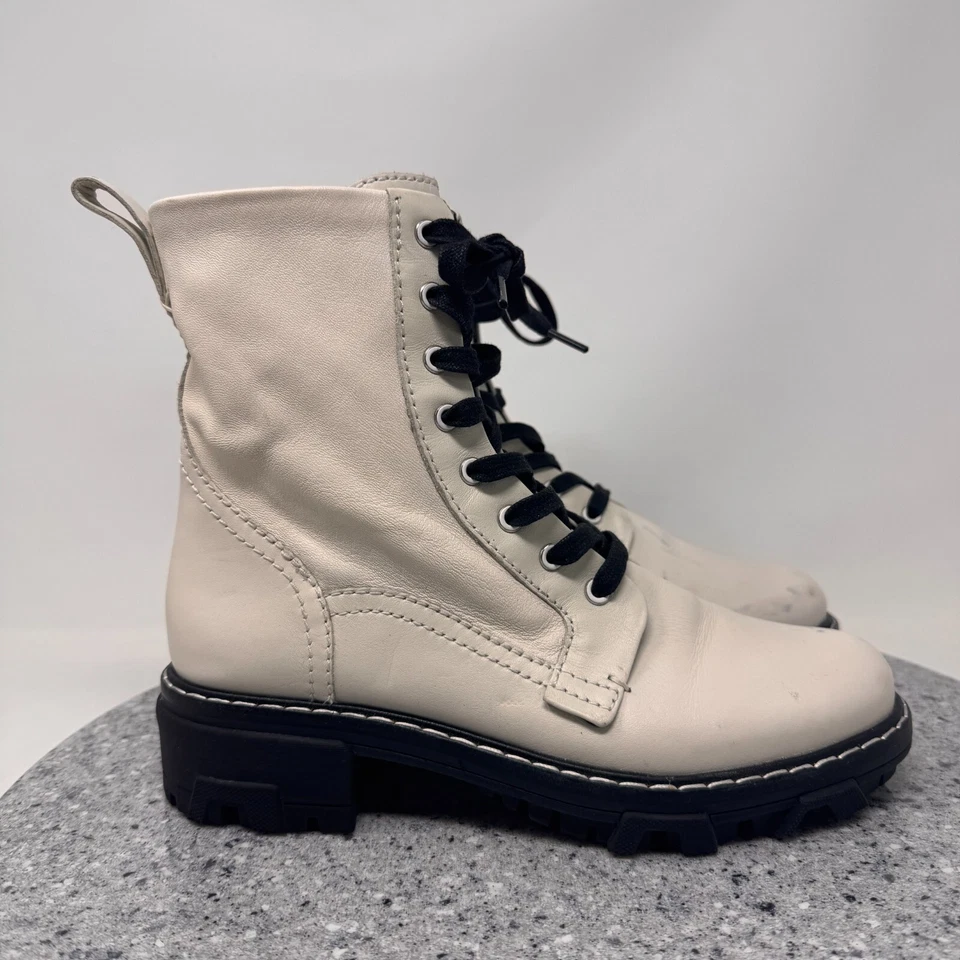 Botas de combate Rag & Bone para mujer 7,5 botas antiguas de cuero blanco con cordones 38,5 Foto 1 de 4