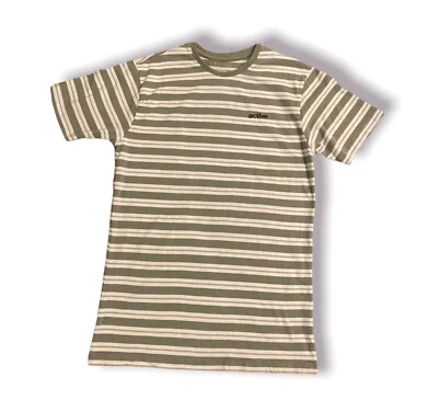 Active Ride Shop shirt stripes mens large embroidered Gray L Logo Pink Tee R/S - Image 1 of 4
