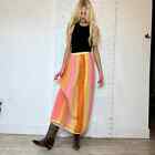 INCREDIBLE Vintage Warm Colored Rainbow Mohair Yarn Knit Maxi Skirt Stunning XS