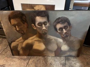 Vintage Original Dominique Cole Male Torso Oil Painting - Picture 1 of 19