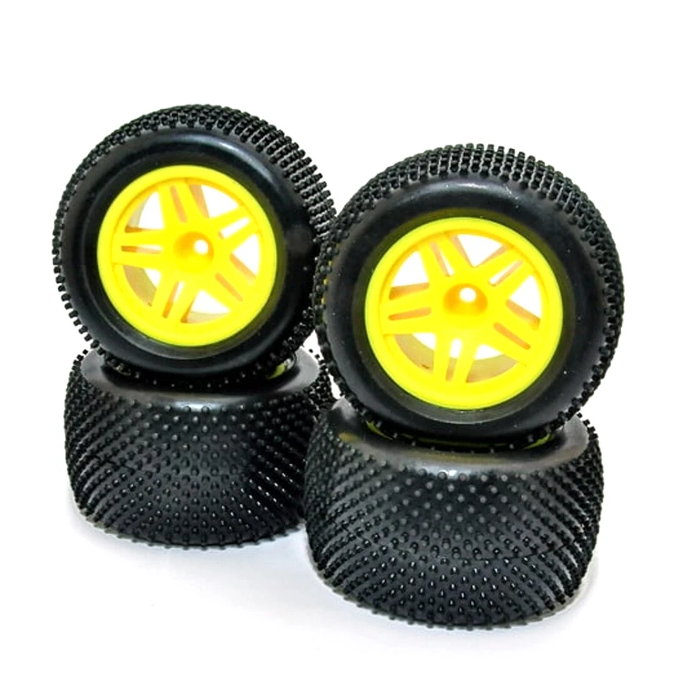 HoBao 11105Y Complete Tires w/ Yellow Wheels Set (4Pcs) for 1/10 Hyper TT2.0 - Image 1 of 3