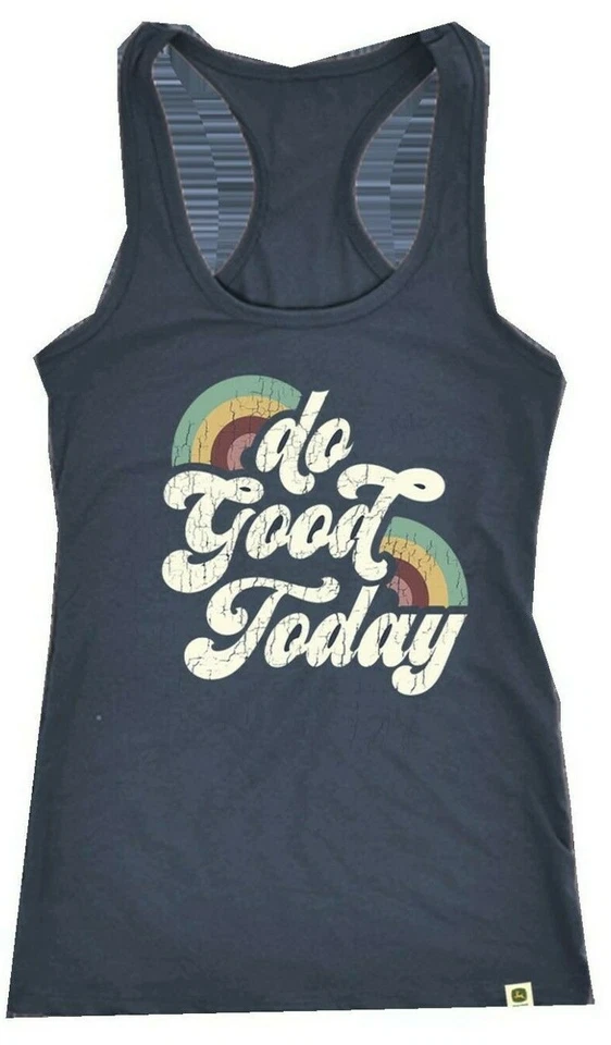 NUEVA Camiseta sin mangas John Deere Do Good Today (años 70) azul marino para dama talla M XXL Foto 1 de 1